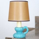 Blue ceramic lamp in the shape of a candle holder, 1960s