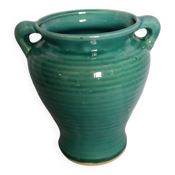 Glazed green-blue ceramic vase