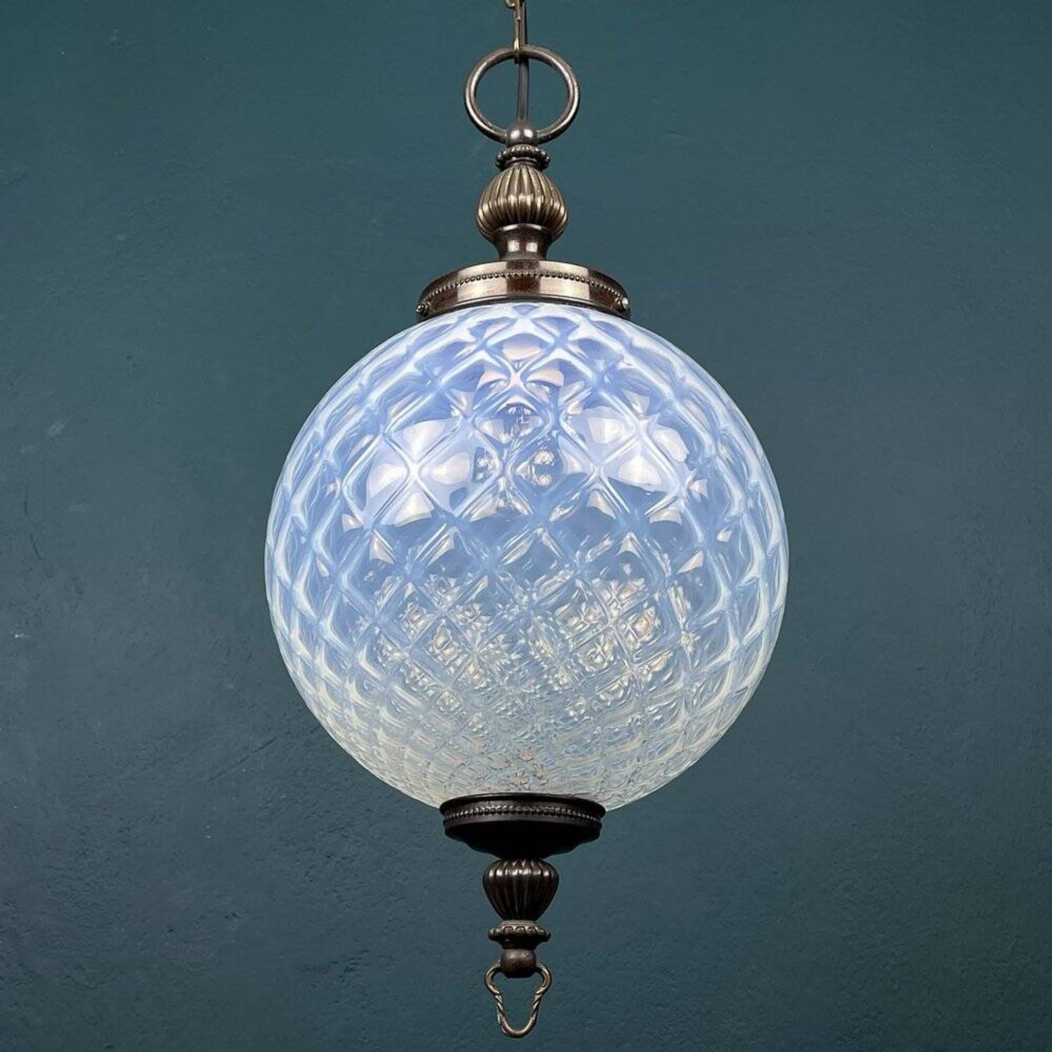 Vintage Blue Murano Sphere Pendant Lamp, Italy, 1970s