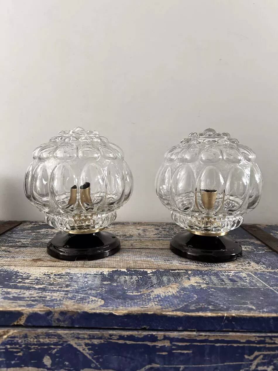 Paire d’appliques globes