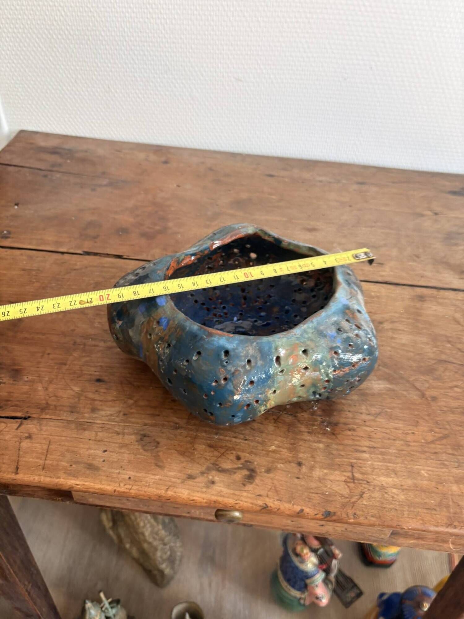 Pot photophore cut glazed ceramic large fire artisan pottery