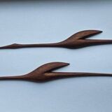 Pair of Midcentury Rare Teak Wall Sculptures of Birds Herons, Denmark, 1960