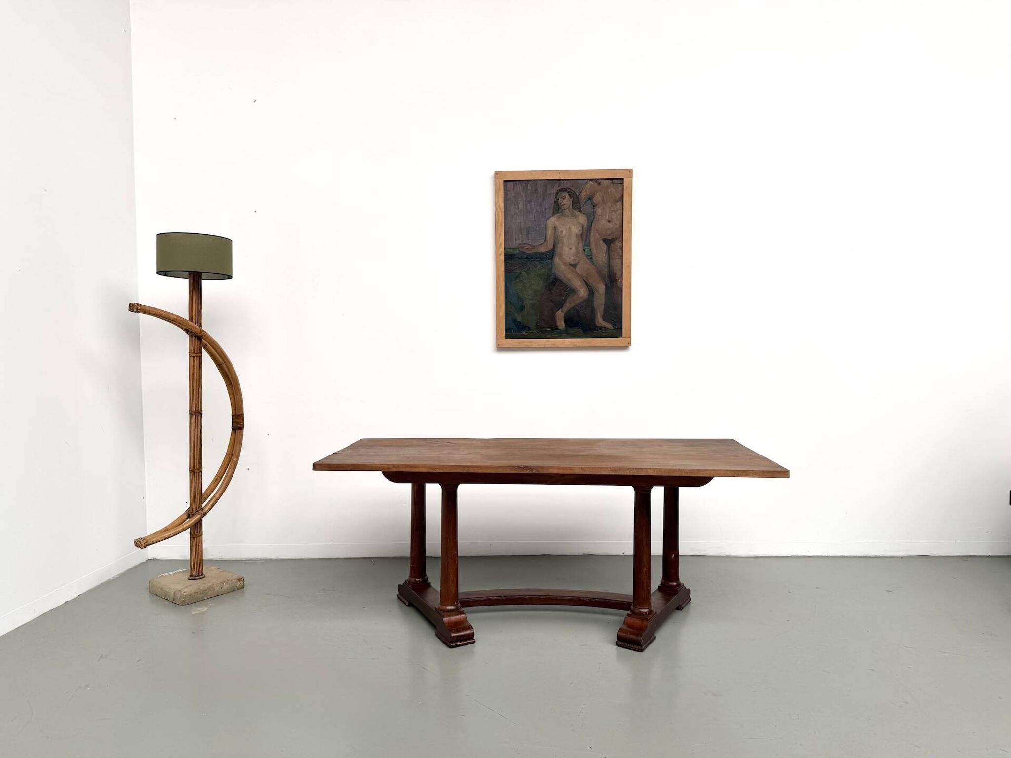 Table de repas ou bureau Art Déco en chêne et hêtre – Années 1930