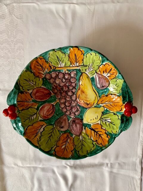 Art deco barbotine fruit bowl dish