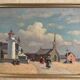 Tableau : huile sur panneau vue de port breton