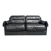 Black leather 2 seat sofa by Dreipunkt, 1970s