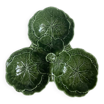 Plat à apéritif vintage en barbotine chou vert
