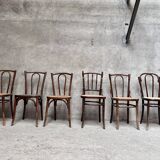 Set of 6 caned bistro chairs
