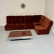 Old modular sofa in vintage velvet fabric, 5 elements, 70s