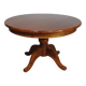 70s pine wood dining table / wood column leg table in 4-leg design with round top