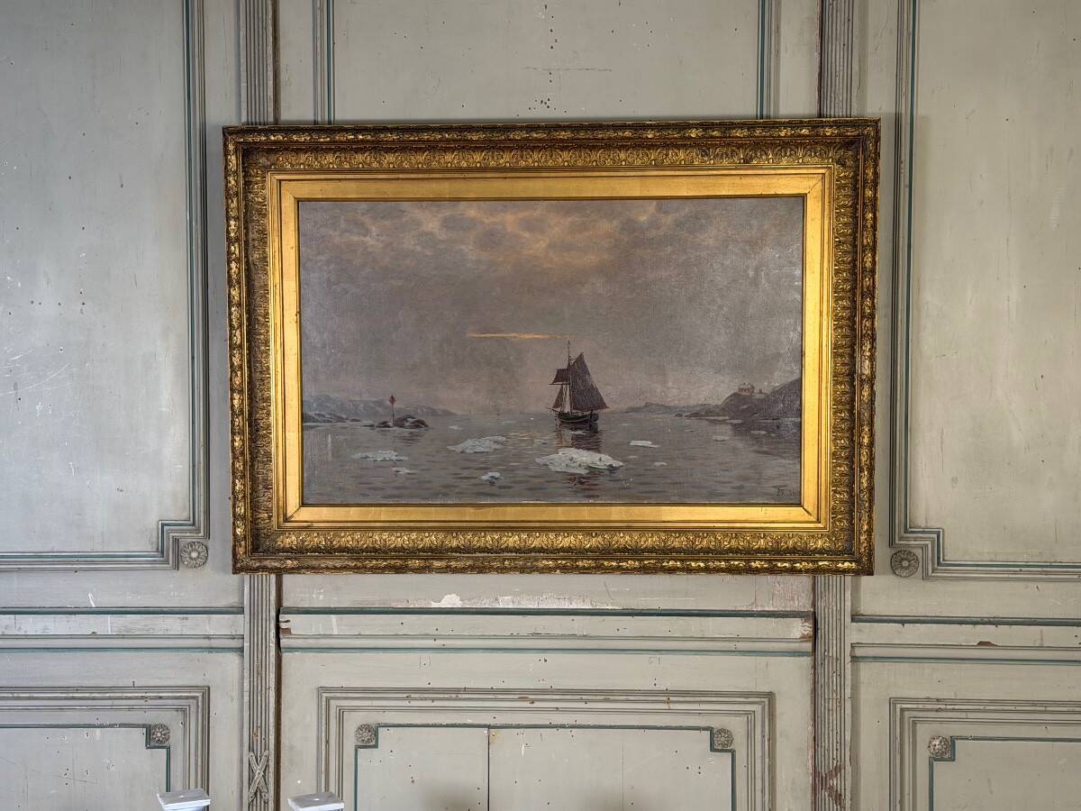 Oil on canvas, "view of an icy sea", monogram and date at the bottom right, P.E 86 for 1886.