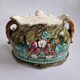 Onnaing planter in Majolica floral pattern with strawberry-shaped accents - France 1900