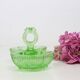 Salt and Pepper Servant in green glass, molded glass, vintage French, authentic