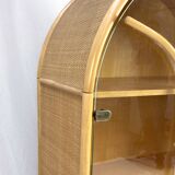 Vitrine en rotin du milieu du siècle, années 1970