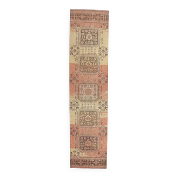 1970s Vintage Turkish Hand-Knotted Floral Runner 84x358