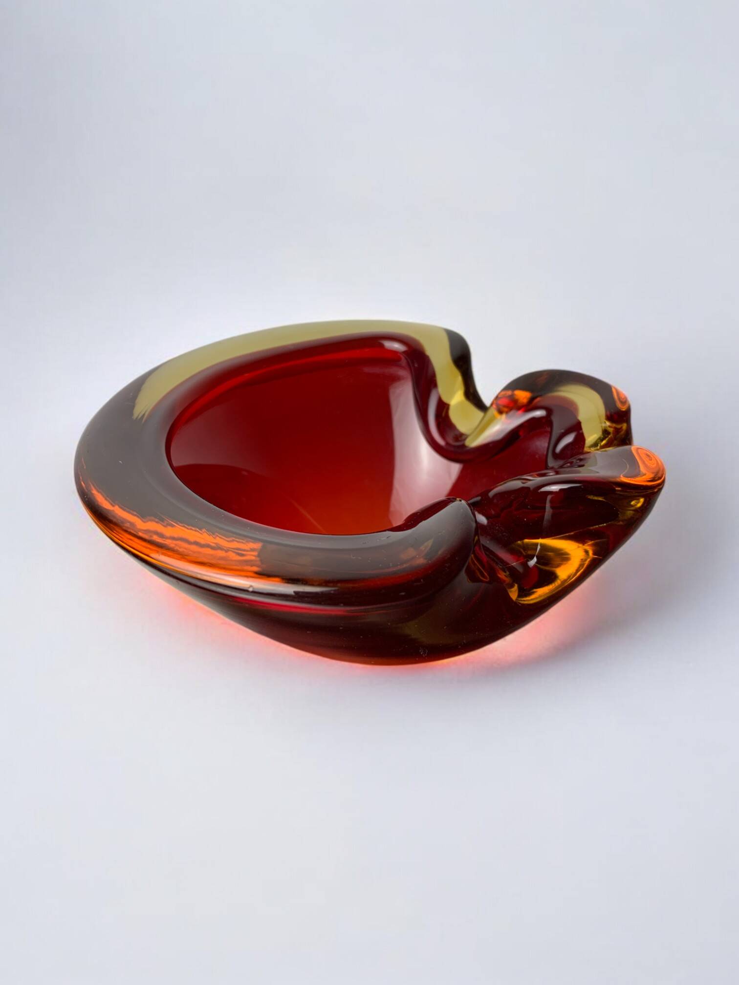 Red and Yellow Murano Glass Sommerso Pocket Tray by Flavio Poli