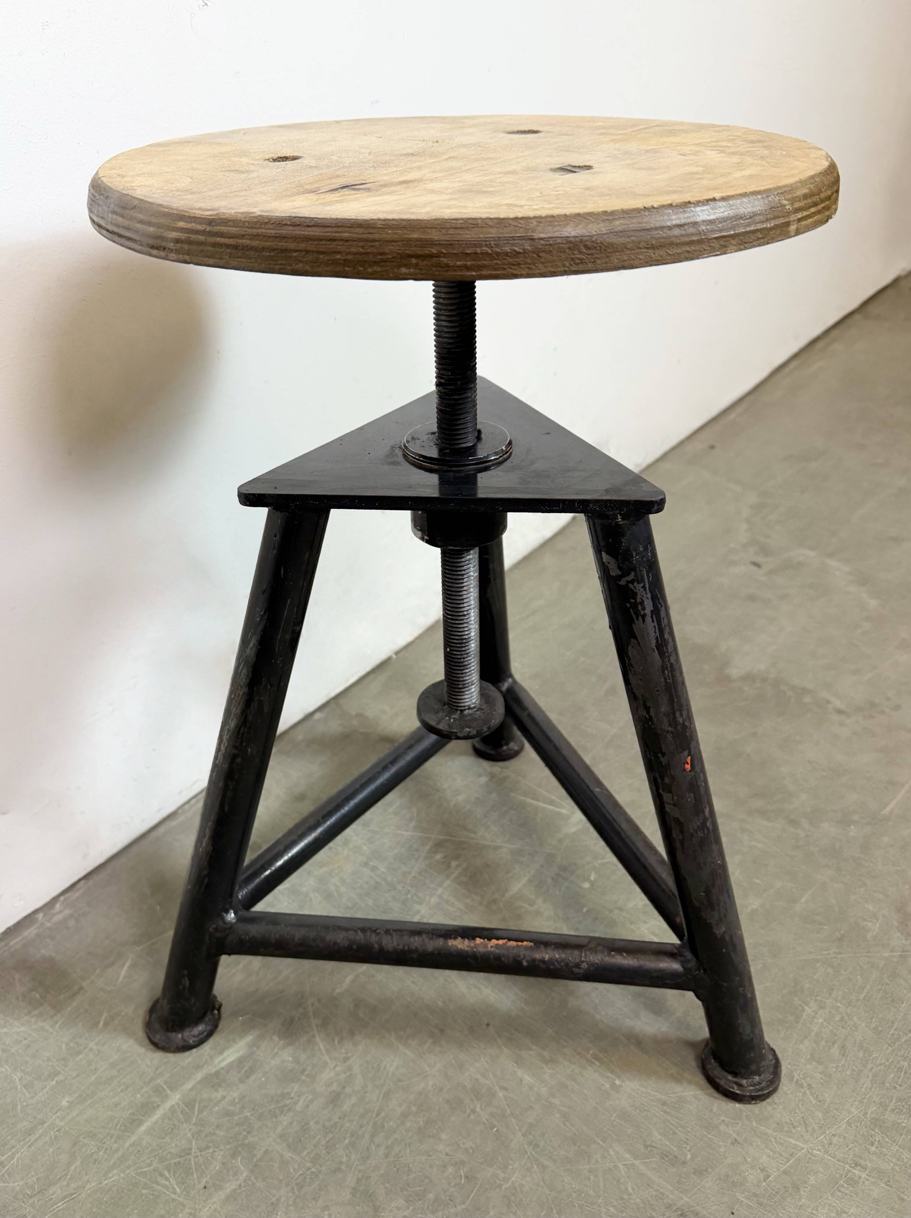 Black Industrial Workshop Swivel Stool, 1960s