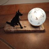 Art deco dog lamp and glass globe