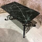 Robert merceris coffee table in wrought iron and 1940s marble