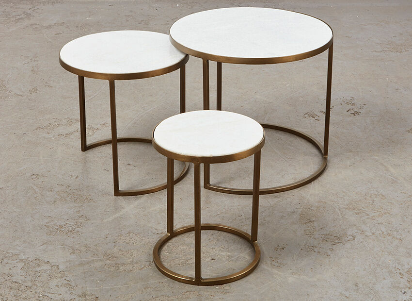 Set of Nesting Tables in Marble and Metal 1970s