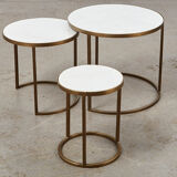 Set of Nesting Tables in Marble and Metal 1970s