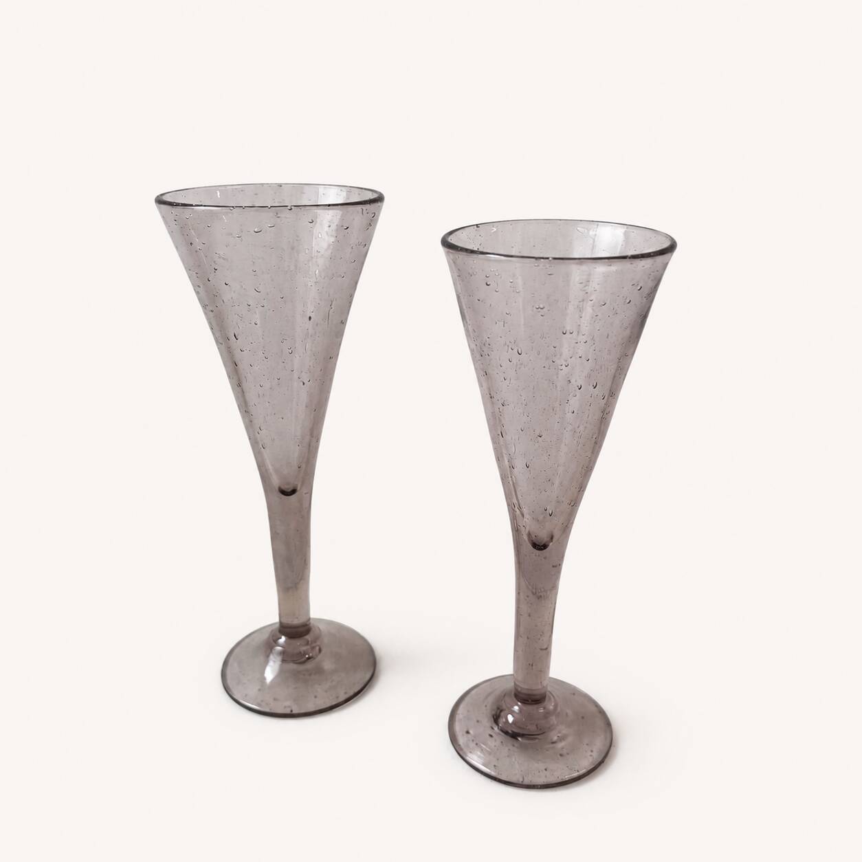 Duo de flûtes à champagne en verre de Biot