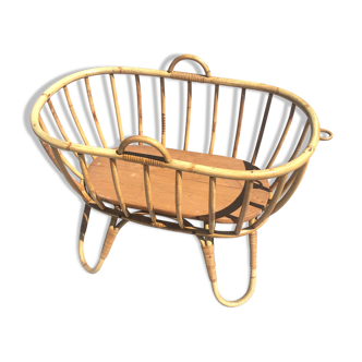 Bed vintage rattan for babies with detachable basket