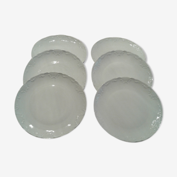 6 Flat plates. Porcelain. Tharaud Limoges . 21.5 cm diameter