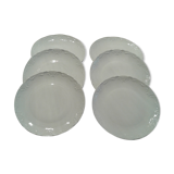 Set of 6 Tharaud Limoges porcelain flat plates. Diameter 21.5 cm