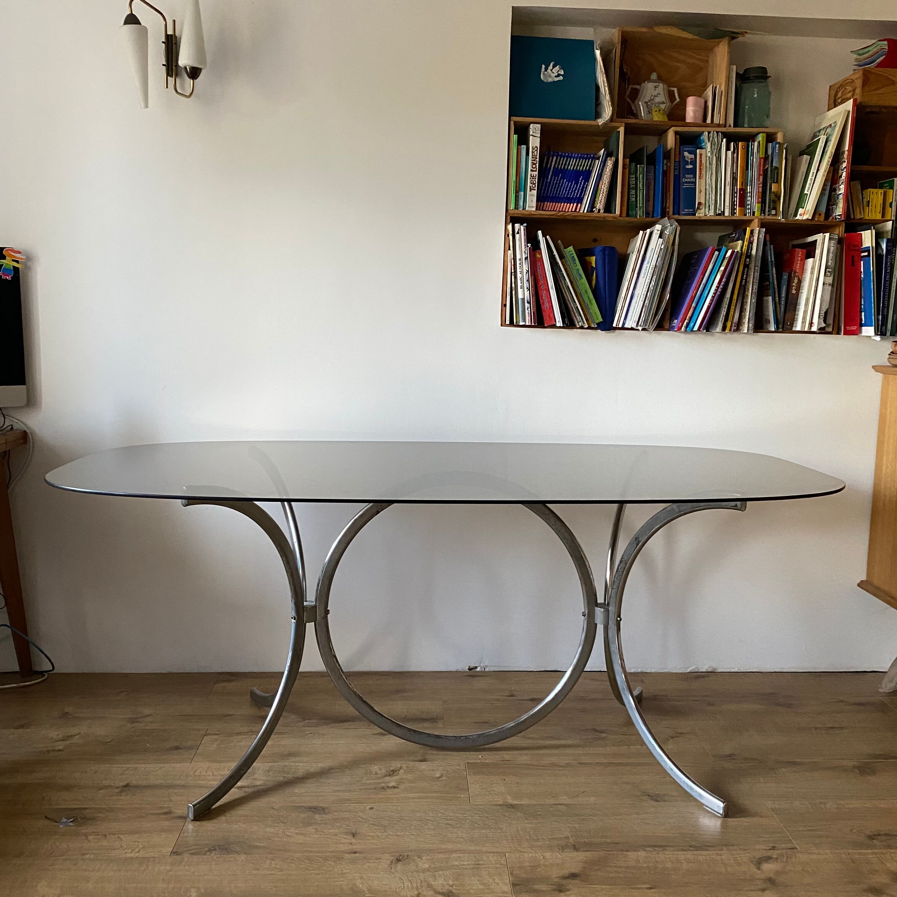 Glass and chrome table