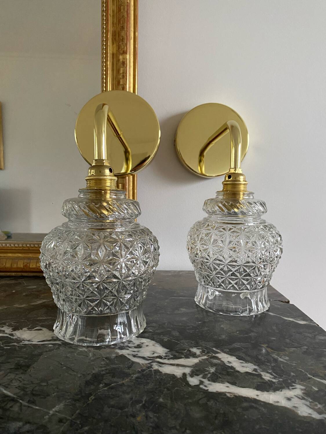 Pair of vintage globe wall sconces