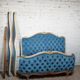 Frame and headboard louis xv upholstered blue velvet