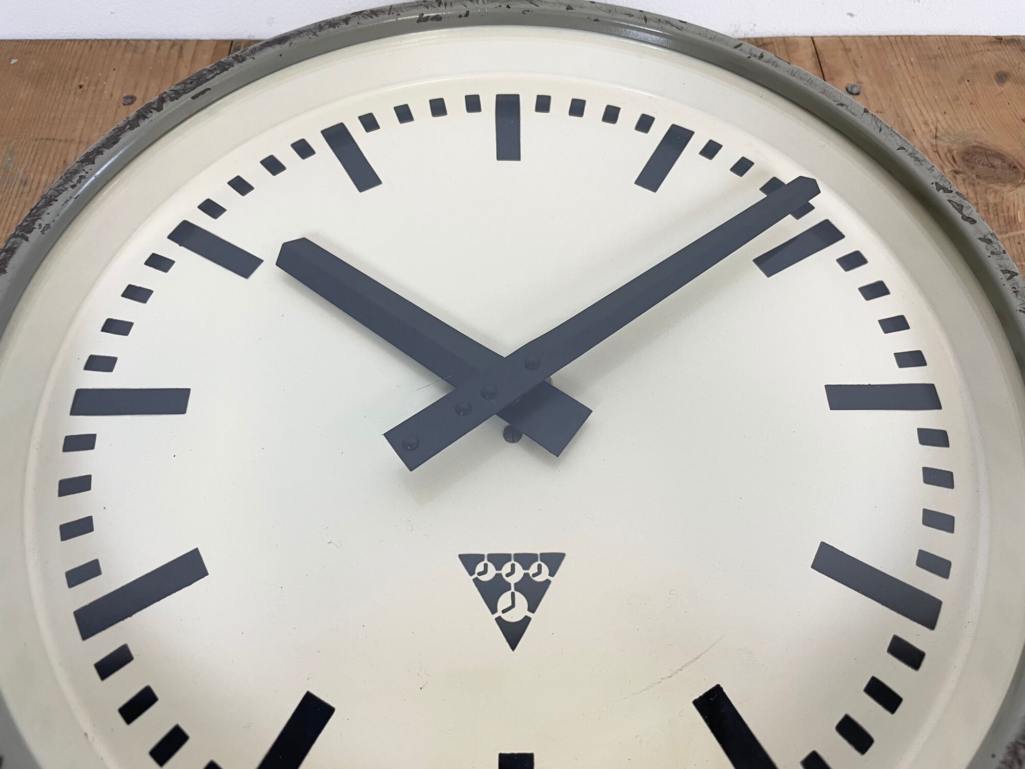 Grey Industrial Factory Wall Clock from Pragotron, 1960s