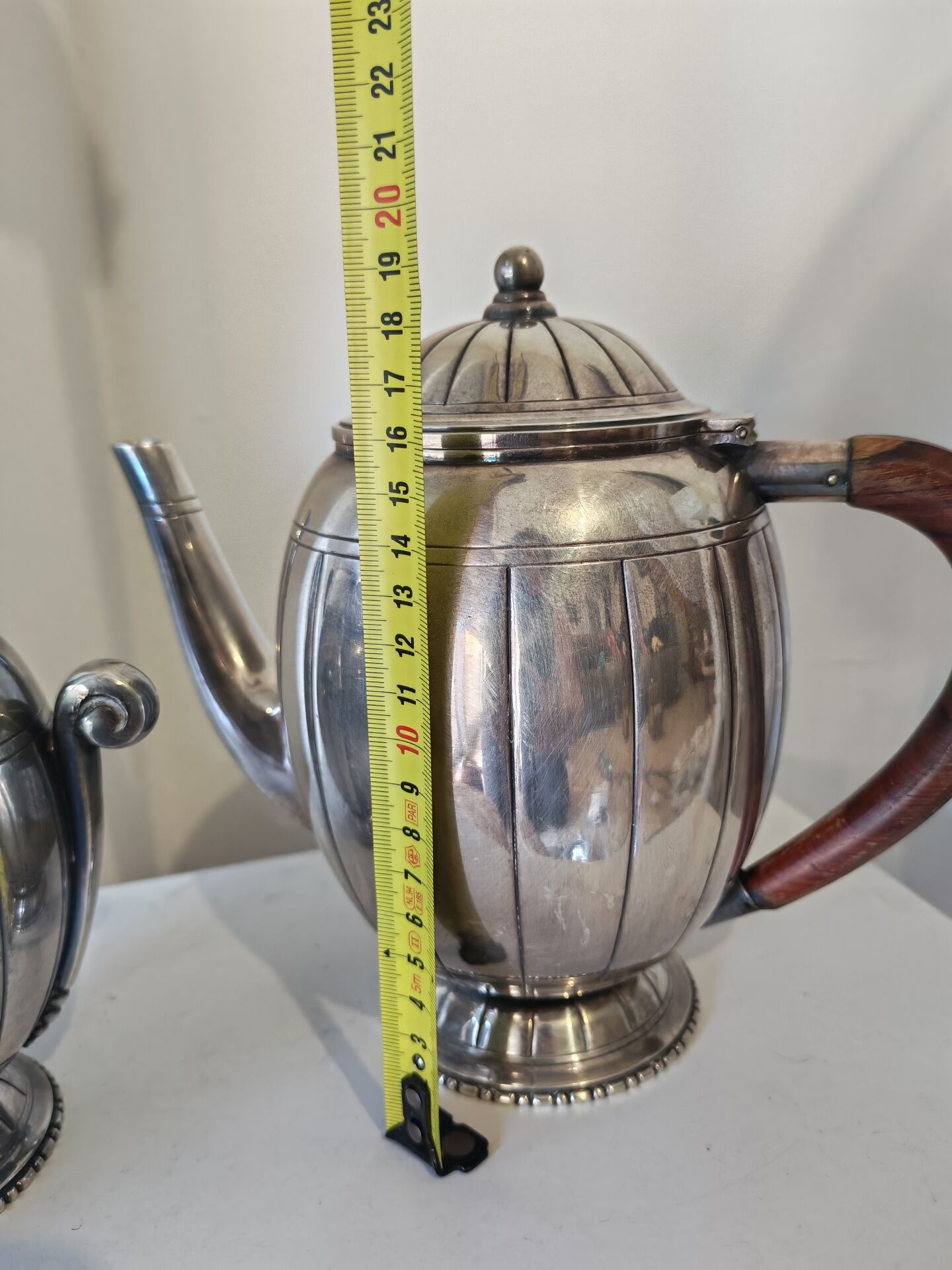 Tea and coffee service in silver-plated metal and wood from the 1930s Art Deco - Wine