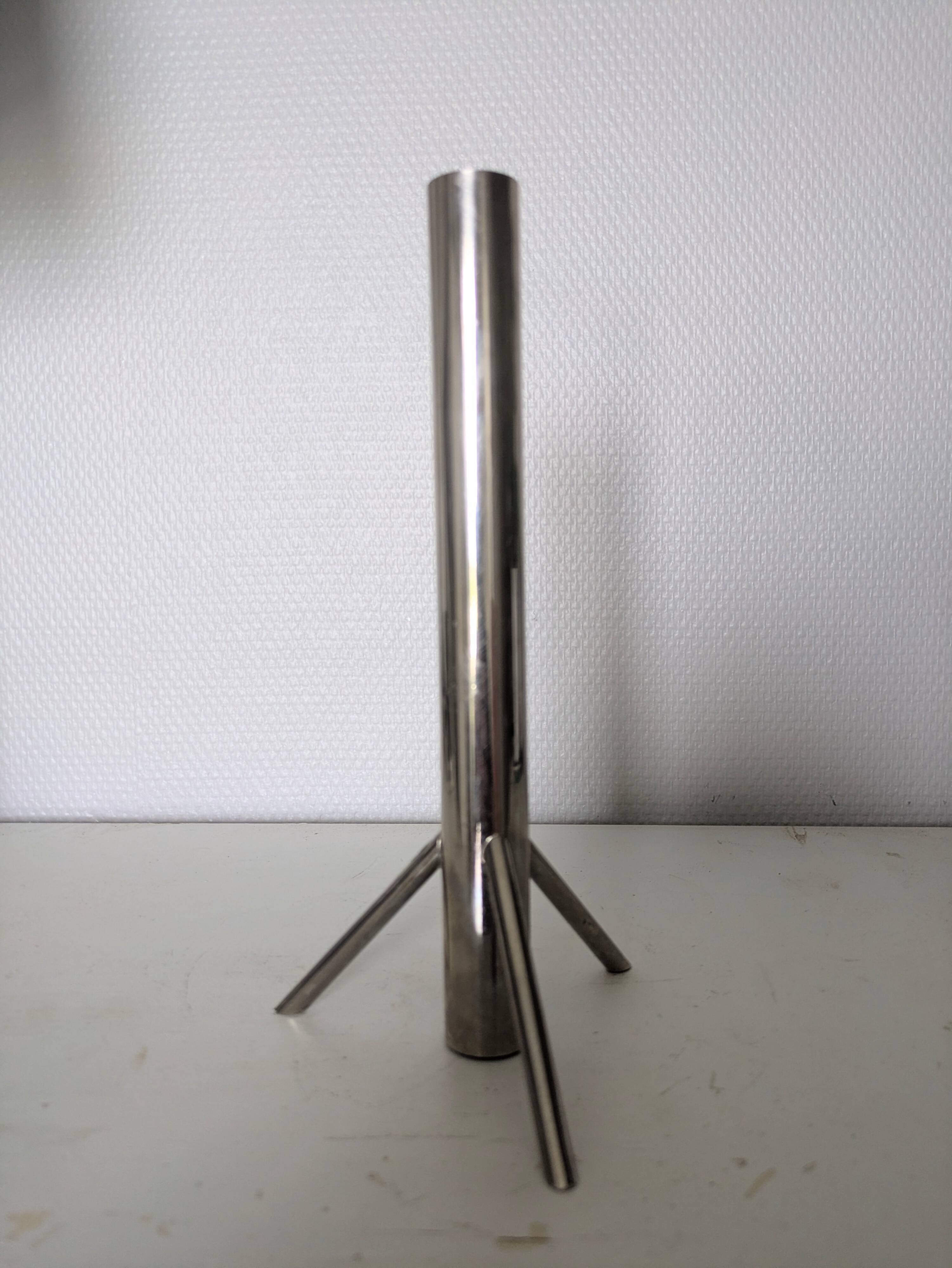 Bougeoir tripode moderniste en métal design années 70