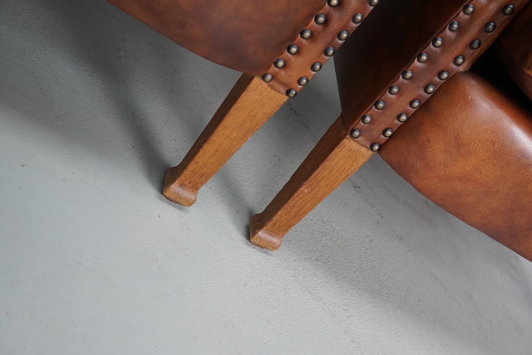 Vintage Dutch Cognac-Coloured Leather Club Chair, Lot of 2