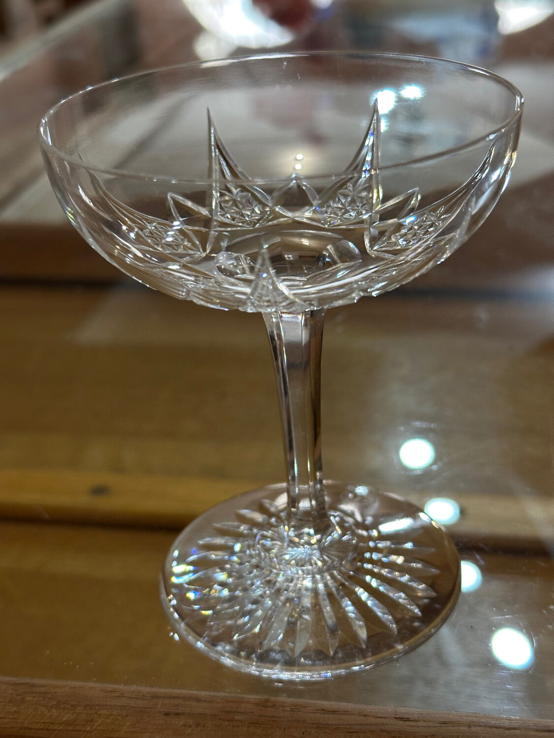 20 Crystal Champagne Coupes by Baccarat, Éperon model, before 1936.