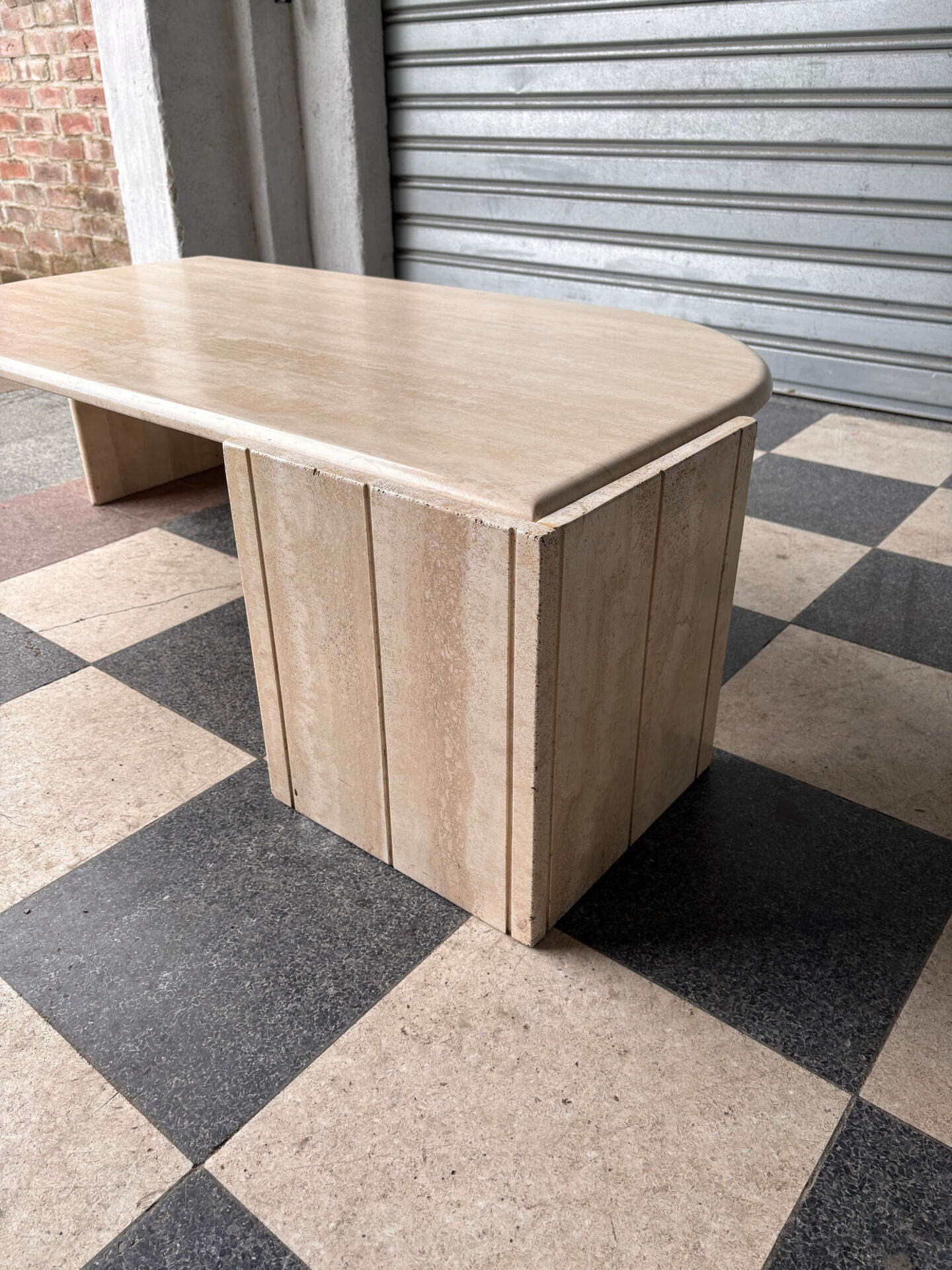Vintage coffee table in travertine