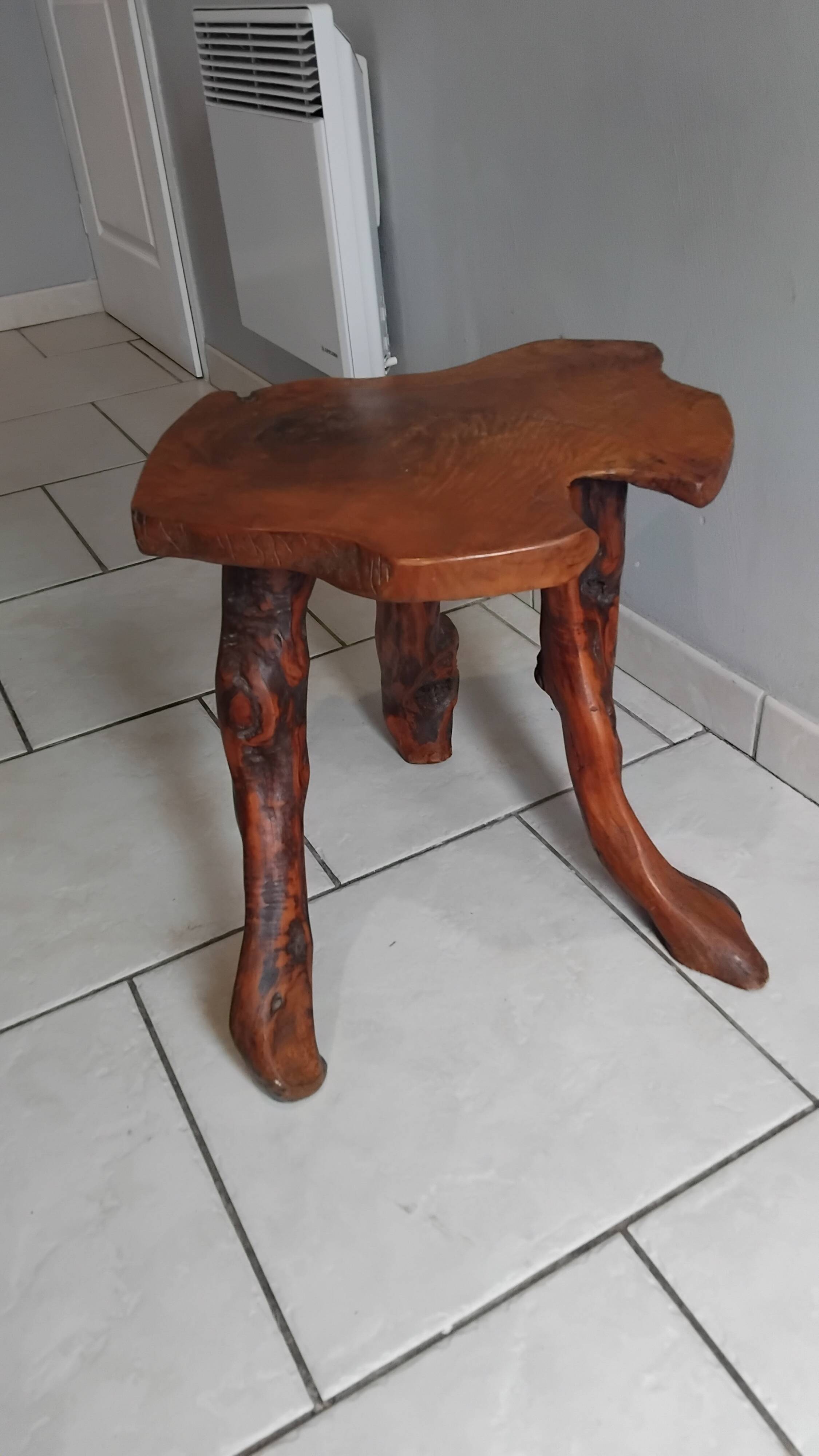 Small vintage brutalist wooden coffee table