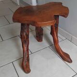 Small vintage brutalist wooden coffee table