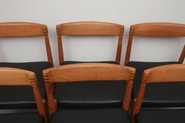 Lot de 6 chaises de salle à manger en teck, HW Klein pour Bramin