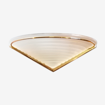 Half moon wall lamp in glass and gold metal L31