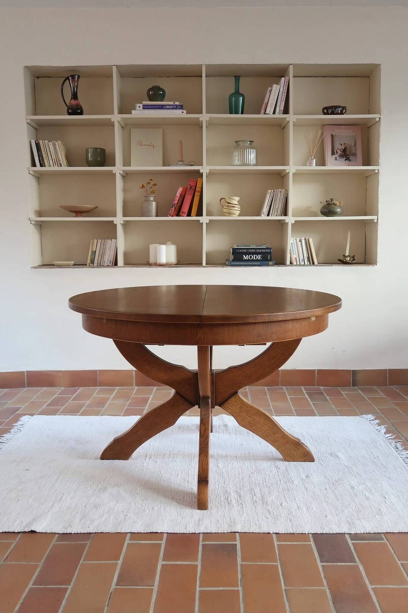 Extendable oak round table, Lübke, Germany 1960s