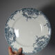 6 antique Boch Frères Keramis plates, Dauphin model, blue decoration, 19th-20th century.