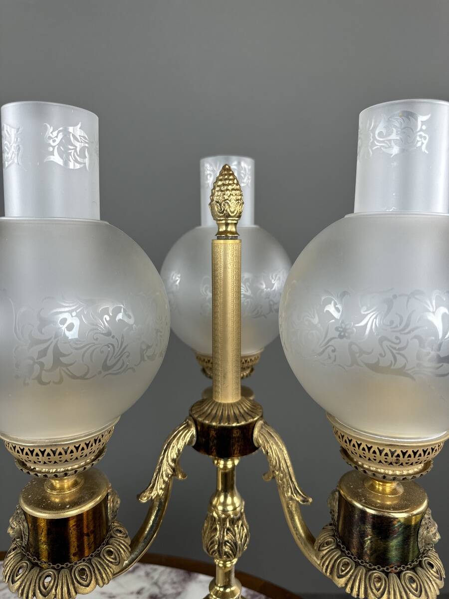 Pair of three-light candelabra in bronze, 20th century