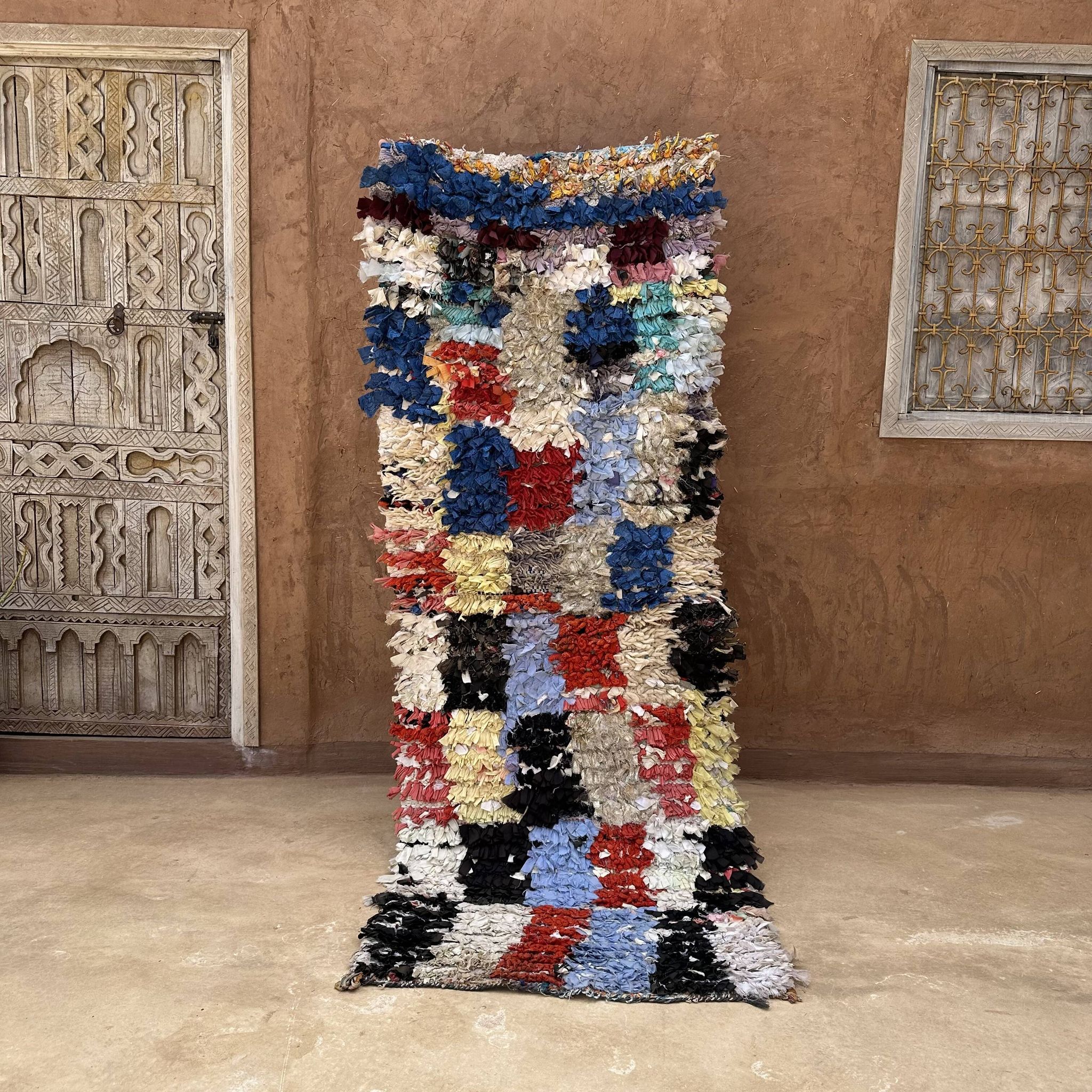 Tapis Boucherouite Berbère - 83 x 212