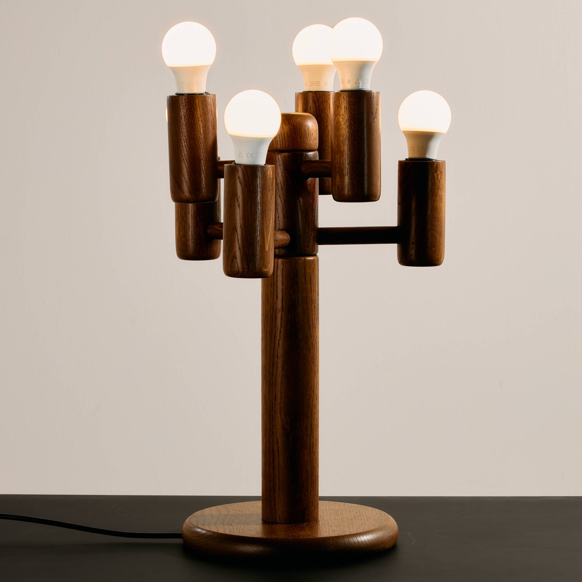Oak table lamp by Temde Leuchten