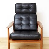 Arne Vodder Lounge Chair & Ottomane FD 164 for France & Søn