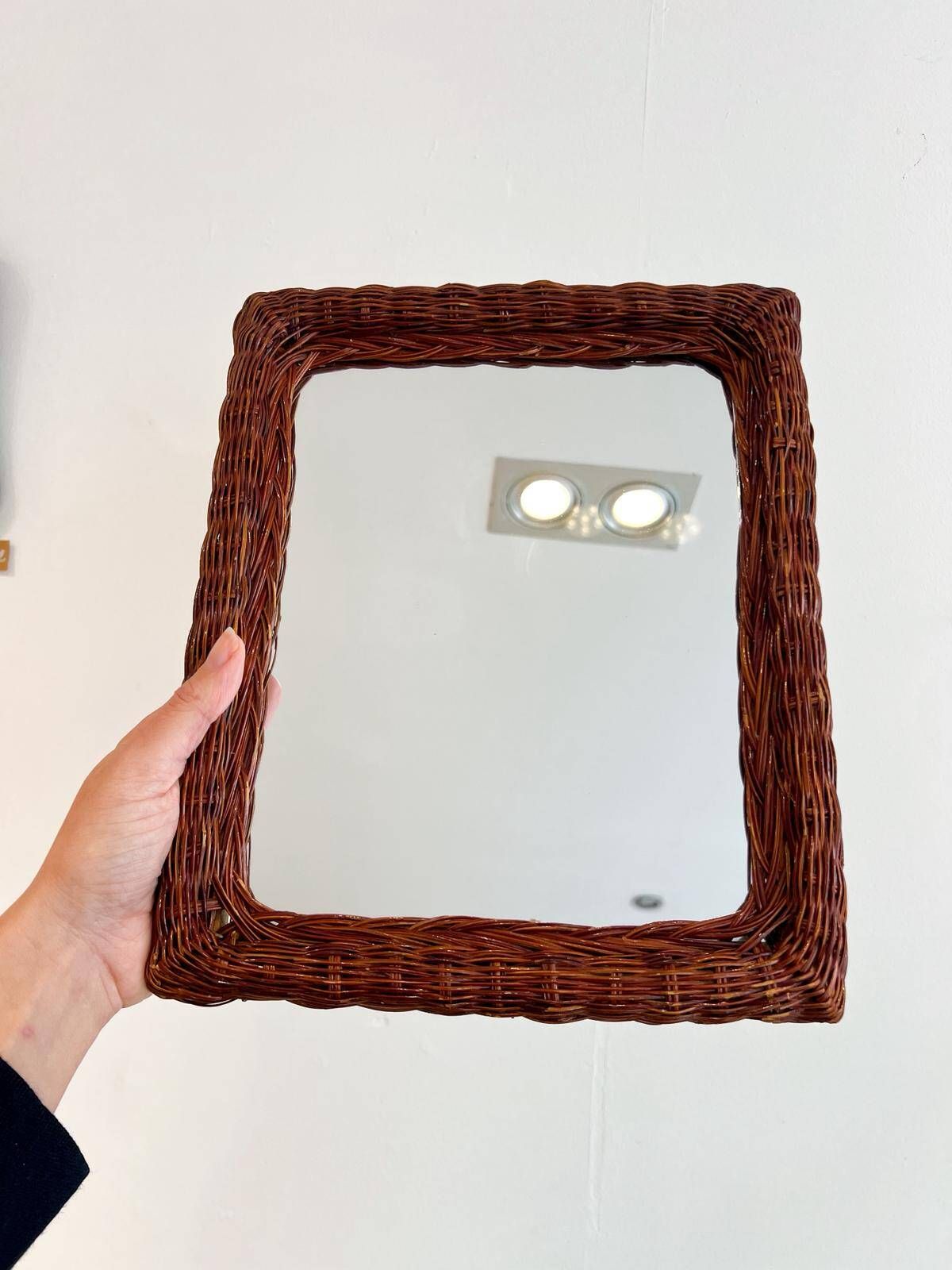 Miroir vintage cadre en osier