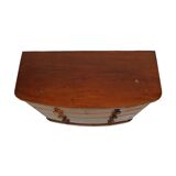 Antique english chest of drawers bow front mirrored mahogany veneer 120cm